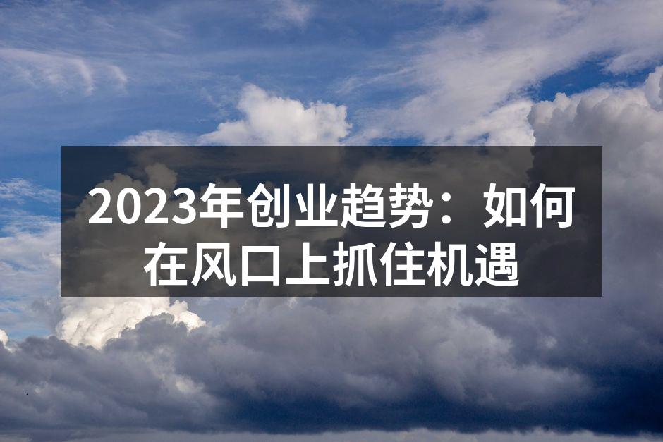 2023年创业趋势：如何在风口上抓住机遇